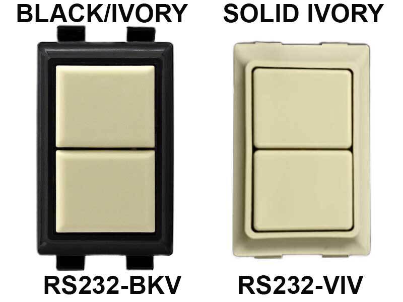 GE low voltage switches RS232 black ivory plus RS232 solid ivory